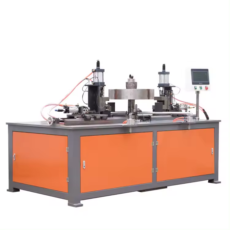 Automatic Hydraulic Fan Flange Punching Crimping Edge Sealing And Fan Flanging Machine Send to Algeria